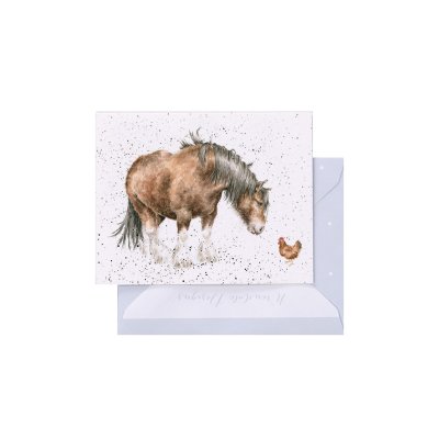 Horse and chicken mini card