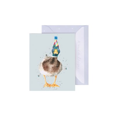 Duck in a party hat mini card