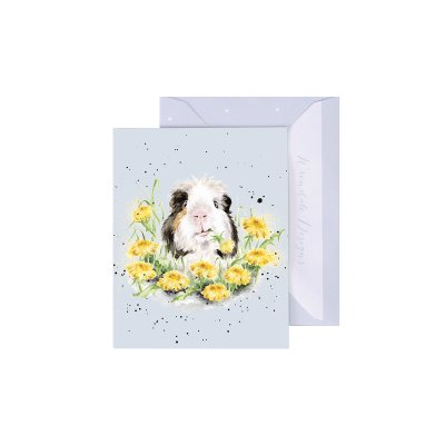 Guinea Pig in dandelions illustrated mini card