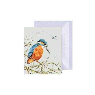 Kingfisher on a branch illustrated mini card