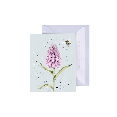 Orchid and Bee illustrated mini card