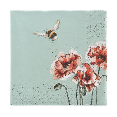 Bee and poppy lunch napkin