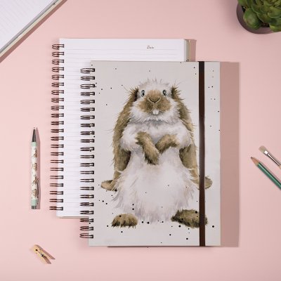 Big brown bunny illustration on an A4 notebook
