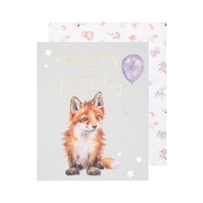 Fox baby birthday greeting card