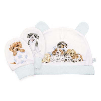 Little Paws newborn hat and mitten set