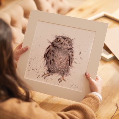 'What a Hoot' owl mounted print
