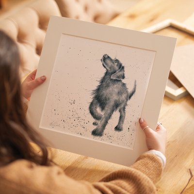 'Walkies' Labrador mounted print