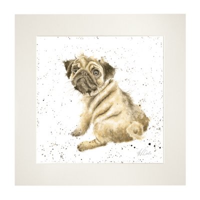 'Pug Love' pug mounted print