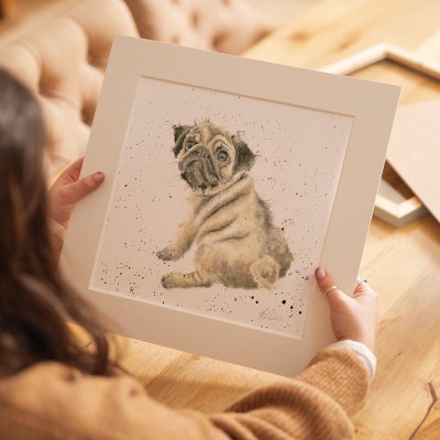 'Pug Love' pug mounted print