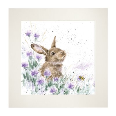 'The Meadow' rabbit mounted print