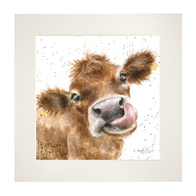 'Mooooo' cow mounted print