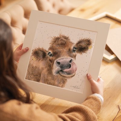 'Mooooo' cow mounted print