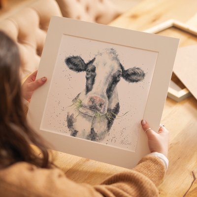 'Milk Maid' cow mounted print