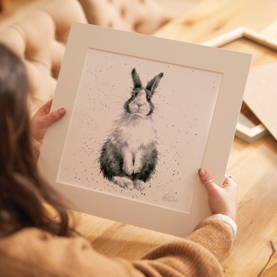'Hop It!' rabbit mounted print