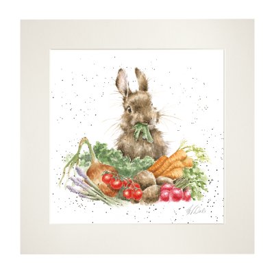 'Grow Your Own' rabbit mounted print