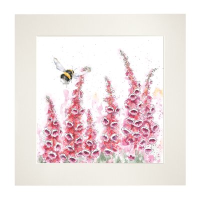'A Cottage Garden' bee mounted print