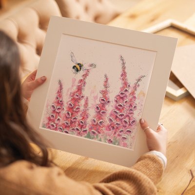 'A Cottage Garden' bee mounted print