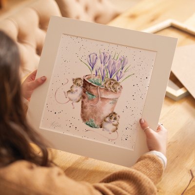 'Garden Friends' Mouse Mounted Print