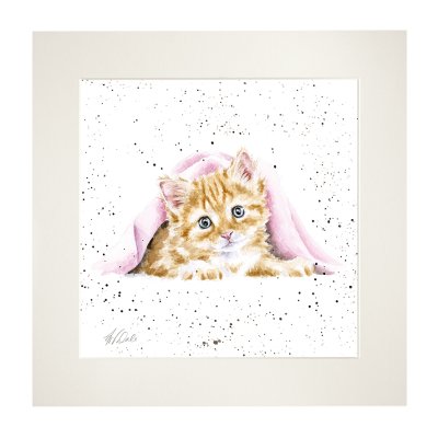 'Duvet Day' Cat Mounted Print