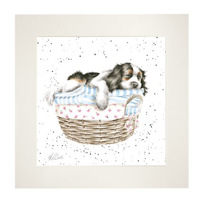 'Wash, Dry, Fold, Repeat' Cavalier King Charles Mounted Print