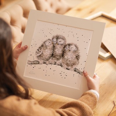 'Owl Together' Owl Mounted Print