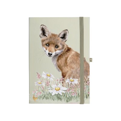 Notebook with illustrated fox in flowers design