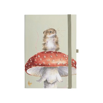 Notebook with an illustrated mouse on a toadstool