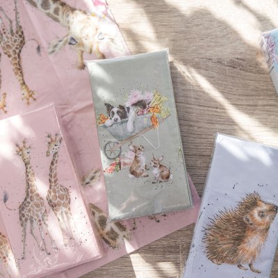 'Sleeping on the Job' Border Collie and Rabbit Pocket Tissues