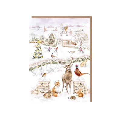 'Home for Christmas' Woodland Animal Advent Calendar Card