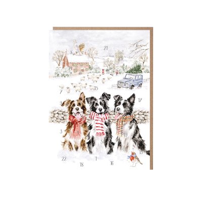 'While Shepherds Watched' Border Collie Advent Calendar Card